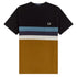 Fred Perry Panelled Striped Dark Carmel Brown T-Shirt M
