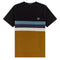 Fred Perry Panelled Striped Dark Carmel Brown T-Shirt