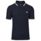 Fred Perry Silver Blue Twin Tipped Collar Dark Navy Blue Polo Shirt XS