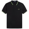 Fred Perry Green and White Twin Tipped Collar Black Polo Shirt XS