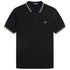 Fred Perry Green and White Twin Tipped Collar Black Polo Shirt XS