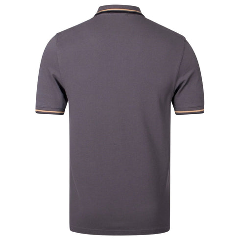 Fred Perry Yellow Twin Tipped Collar Grey Polo Shirt XS
