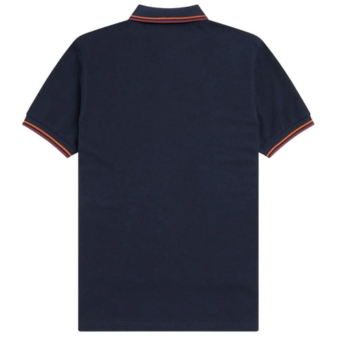 Fred Perry Oxblood Twin Tipped Collar Dark Navy Blue Polo Shirt XS