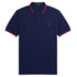 Fred Perry Cherry Red Twin Tipped Collar French Navy Blue Polo Shirt XS