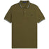 Fred Perry Brown Twin Tipped Collar Dark Green Polo Shirt XS