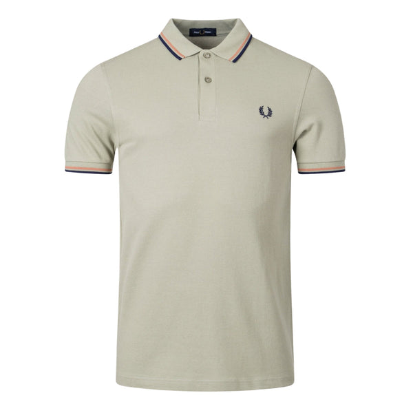 FRED PERRY M3600 T52 SEAGRASS/RUST/FRENCH NAVY TWIN TIPPED POLO SHIRT M
