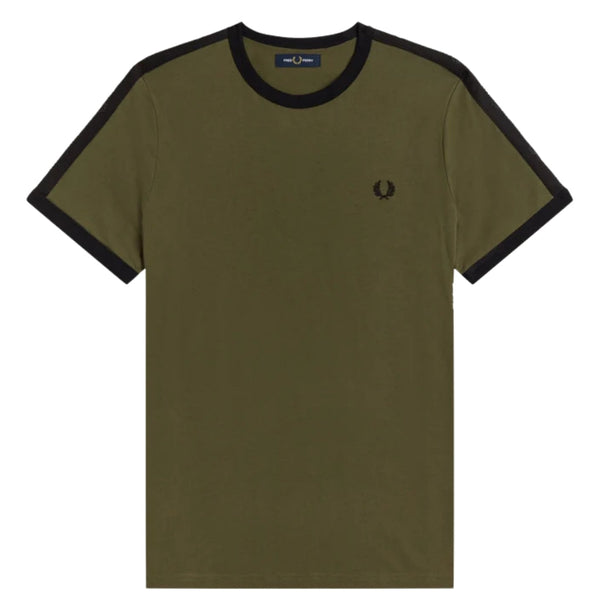 Fred Perry Tonal Tape Ringer Green T-Shirt