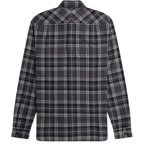 Fred Perry Long Sleeve Black Brushed Twill Tartan Shirt XS