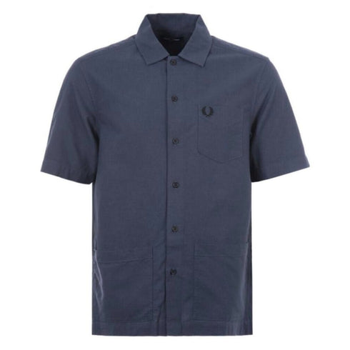 FRED PERRY M4661 C71 FRENCH NAVY MARL POCKET DETAIL OXFORD SHIRT S