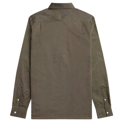 Fred Perry Plain Warm Stone Brown Long Sleeve Oxford Shirt XS