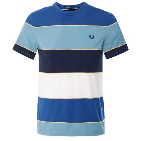 FRED PERRY M5608 N11 ASH BLUE BOLD STRIPE T-SHIRT M
