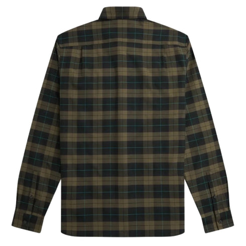 Fred Perry Long Sleeve Night Green Tartan Shirt XS
