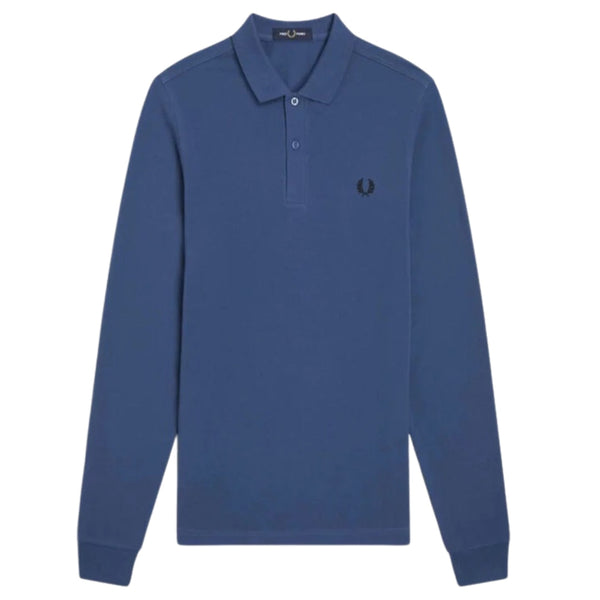 FRED PERRY M6006 963 MIDNIGHT BLUE LS PLAIN POLO SHIRT S