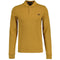 FRED PERRY M6006 T59 DARK CARAMEL/BLACK LS PLAIN POLO SHIRT XS