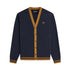 FRED PERRY M6589 608 NAVY BUTTON THROUGH SWEATSHIRT/CARDIGAN S