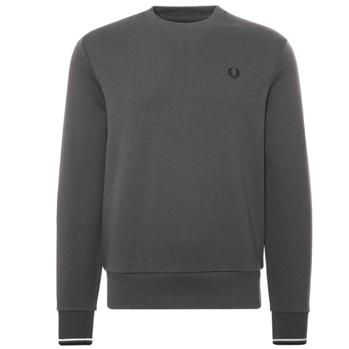 Fred Perry Twin Tipped Sleeve Crew Neck Gunmetal Grey Sweatshirt XS