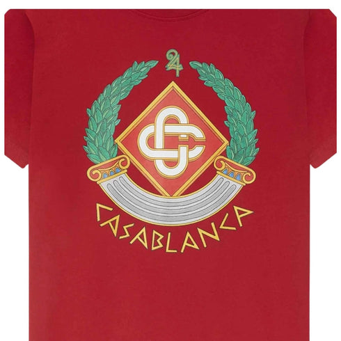 Casablanca Crest Printed Logo Red T-Shirt S
