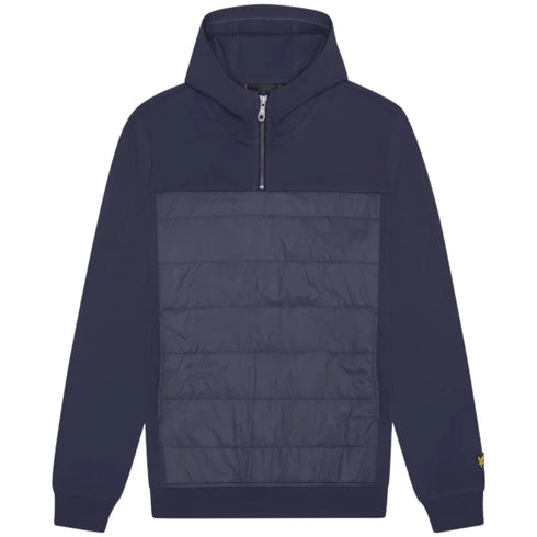 Lyle & Scott Hybrid Panelled Interlock Navy Night Hoodie M