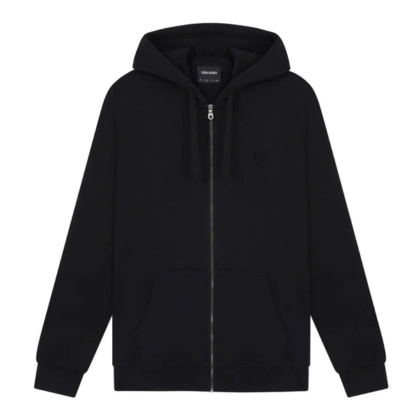 Lyle & Scott Tonal Eagle Jet Black Zip Through Hoodie XS