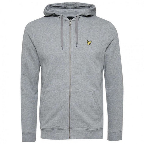 Lyle & Scott Plain Branded Mid Grey Marl Zip-Up Hoodie S