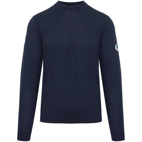 Aquascutum Plain Round Neck Navy Blue Jumper S