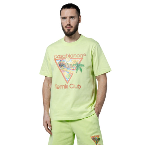 Casablanca Printed T-Shirt Afro Cubism Tennis Club Pale Green Ms24 Jts 001 06 001 06 Green T-Shirts Mens