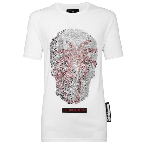 Philipp Plein Large Skull Motif White T Shirt