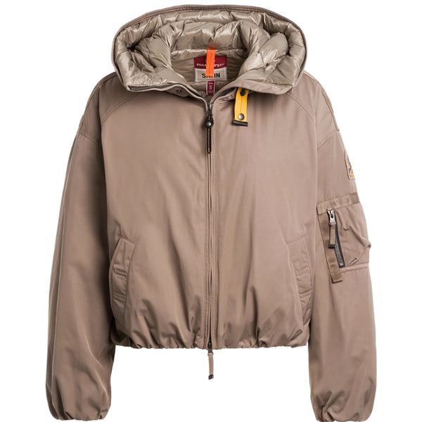 Parajumpers NAADZ PWJKIN31 776 Atmosphere Light Brown Oversize Down Bomber Jacket Womens S