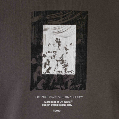 Off-White Paint Mirror Logo Slim Fit Grey T-Shirt XS