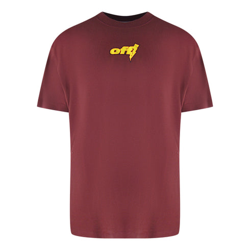 Off-White Thunder Stable Oversized Fit Burgundy T-Shirt XS