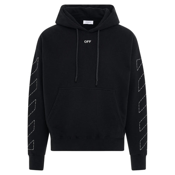 Off-White Off Stitch Diag Design Skate Fit Black Hoodie S