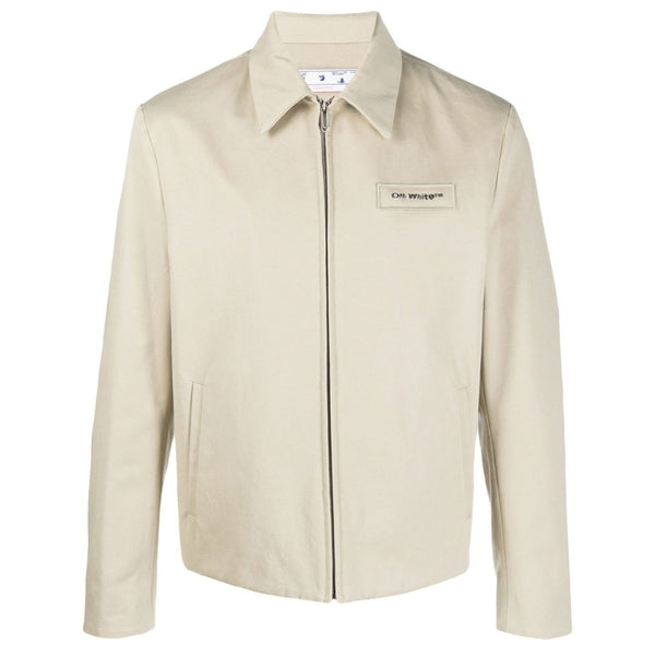 Off White Bounce Zip Up Blouse Dark Sand Omea331F22Fab0011700 Omea331F22Fab0011700 Beige Jackets Mens