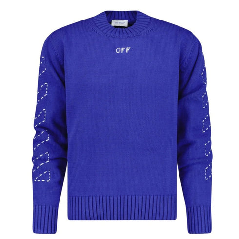 Off-White Stitch Diagonal Knit Crewneck Dark Blue XL