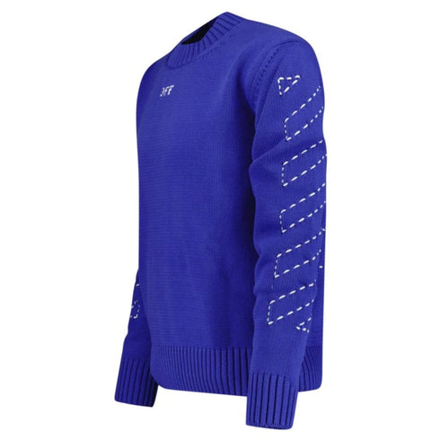 Off-White Stitch Diagonal Knit Crewneck Dark Blue XL