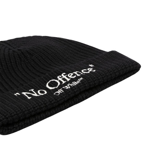 Off-White No Offence Logo Black Beanie OMLC041F23KNI0041004