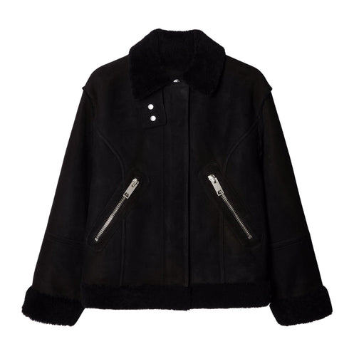 Off-White Round Shoulder Shearling Jacket IT38