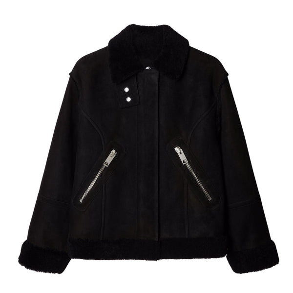 Off-White Round Shoulder Shearling Jacket IT38