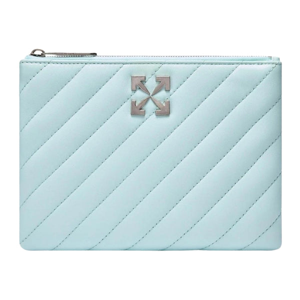 Off-White Jackhammer Flat Pouch Leather Blue Bag OWNS020S22LEA0014000