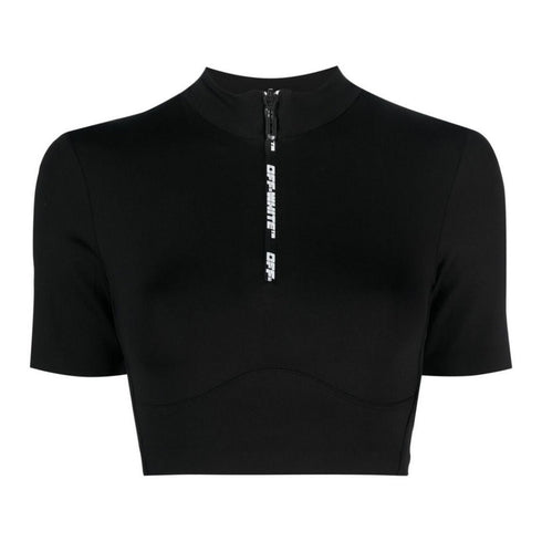 Off-White Zip Logo Crop Tee Black M