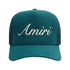 Amiri Script Logo Teal Blue Trucker Hat One Size