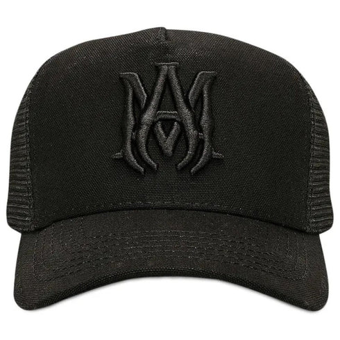 Amiri MA Branded Logo Black Trucker Hat One Size