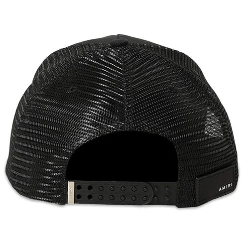 Amiri Varsity Branded Logo Black Trucker Hat One Size