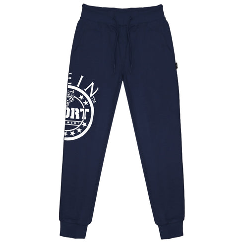Plein Sport Equipment Circular Logo Navy Blue Sweatpants S