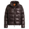 Parajumpers PIA LEATHER PWJKLE30 357 OBSIDION Dark Brown Padded Leather Jacket Womens S