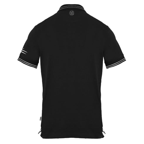 Plein Sport Signature Logo Twin Tipped Black Polo Shirt S