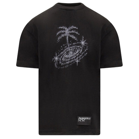 Palm Angels Glittered Galaxy Design Black T-Shirt XS