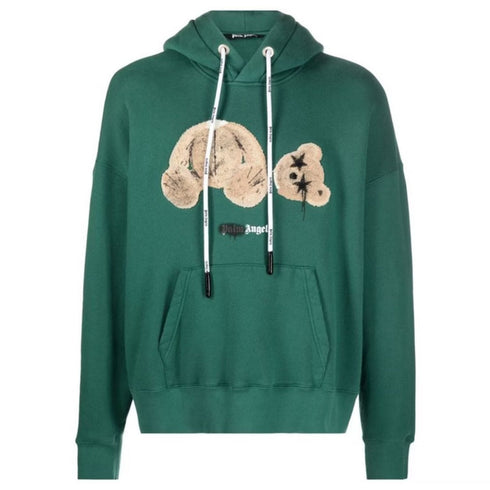 Palm Angels Kill The Bear Logo Forest Green Hoodie S