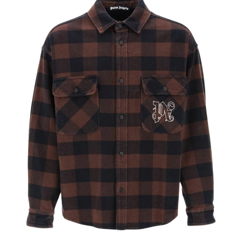 Palm Angels Pa Monogram Check Overshirt Brown IT48