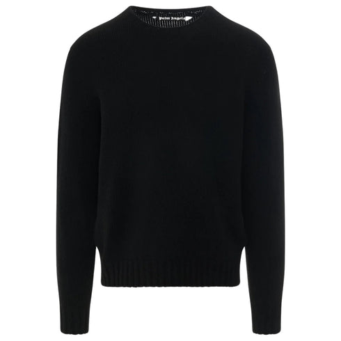 Palm Angels Curved Logo Black Knitted Jumper S