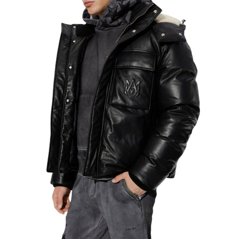 Amiri Plain Leather Down Jacket S